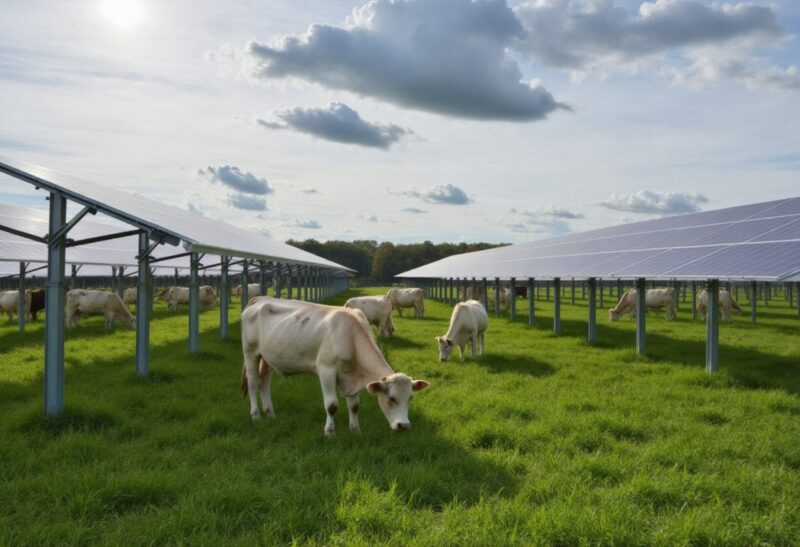 agrivoltaisme pour bovins (vaches allaitantes sous panneaux solaires)